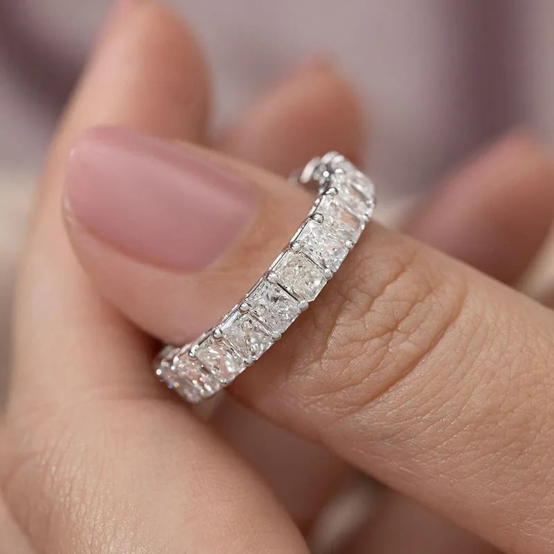 3.5Ct Elegant Sona Diamond Band, White or Gold Plated Sterling Silver