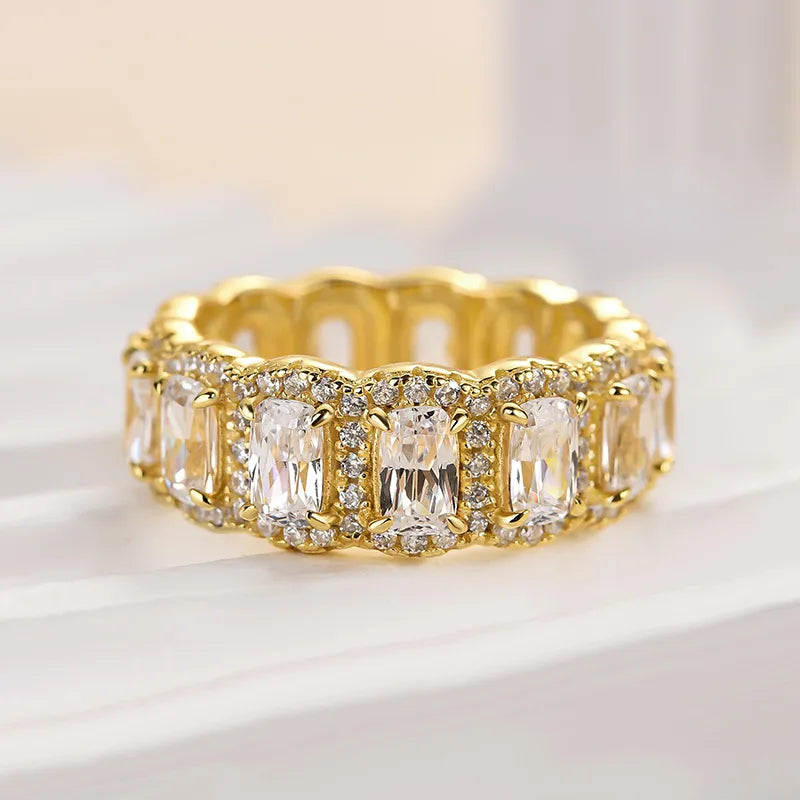 1.0Ct Sona Diamond Band, White or Gold Plated Sterling Silver
