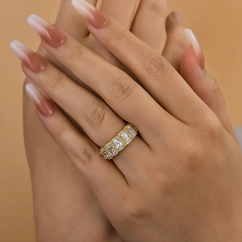 1.0Ct Sona Diamond Band, White or Gold Plated Sterling Silver