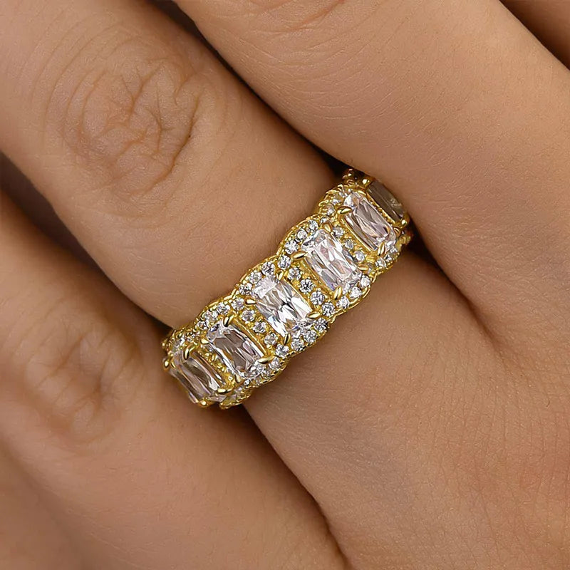 1.0Ct Sona Diamond Band, White or Gold Plated Sterling Silver