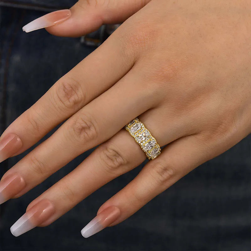 1.0Ct Sona Diamond Band, White or Gold Plated Sterling Silver