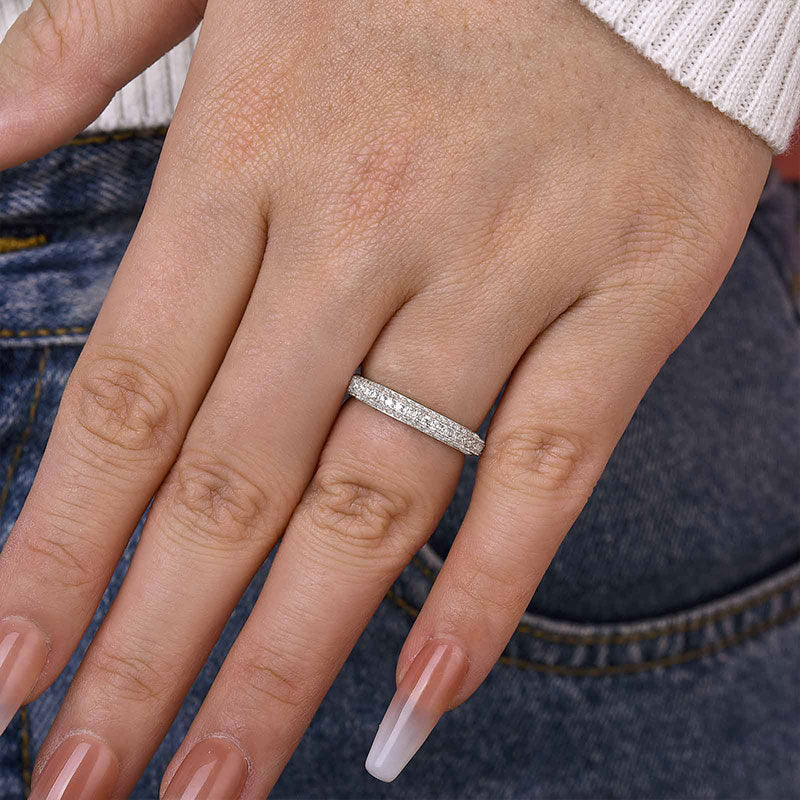 2.0Ct Moissanite Wedding Ring - 925 Silver Rhodium Plated