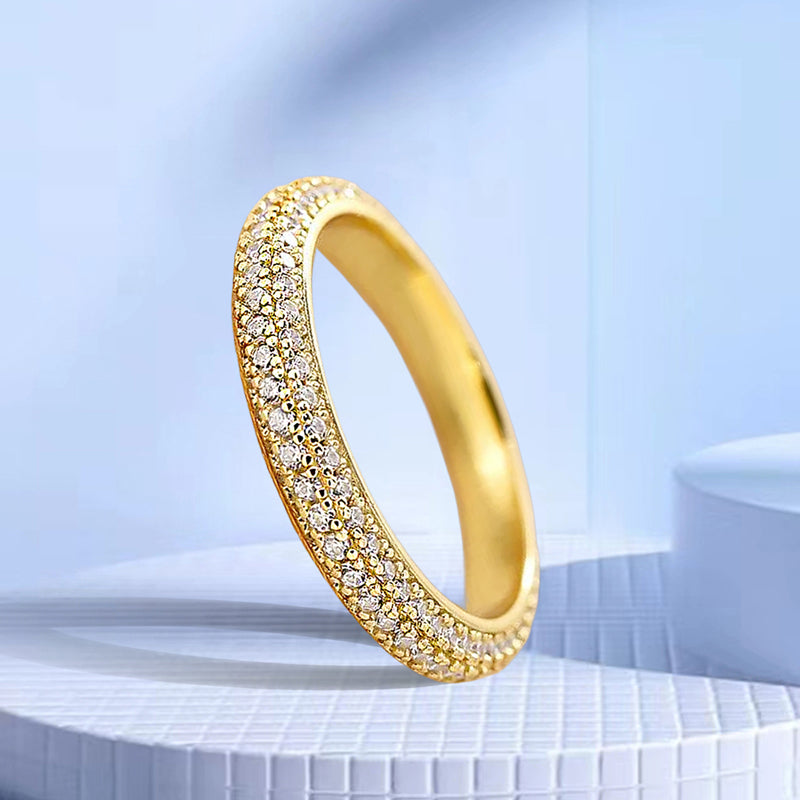 2.0Ct Triple Row Sona Diamond Band, White or Gold Plated Sterling Silver