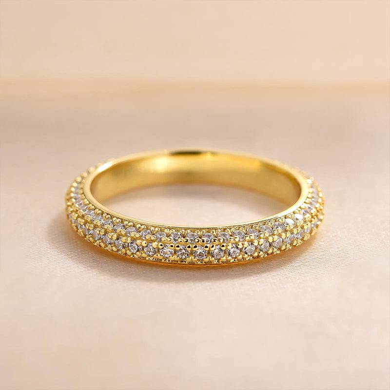 2.0Ct Triple Row Sona Diamond Band, White or Gold Plated Sterling Silver