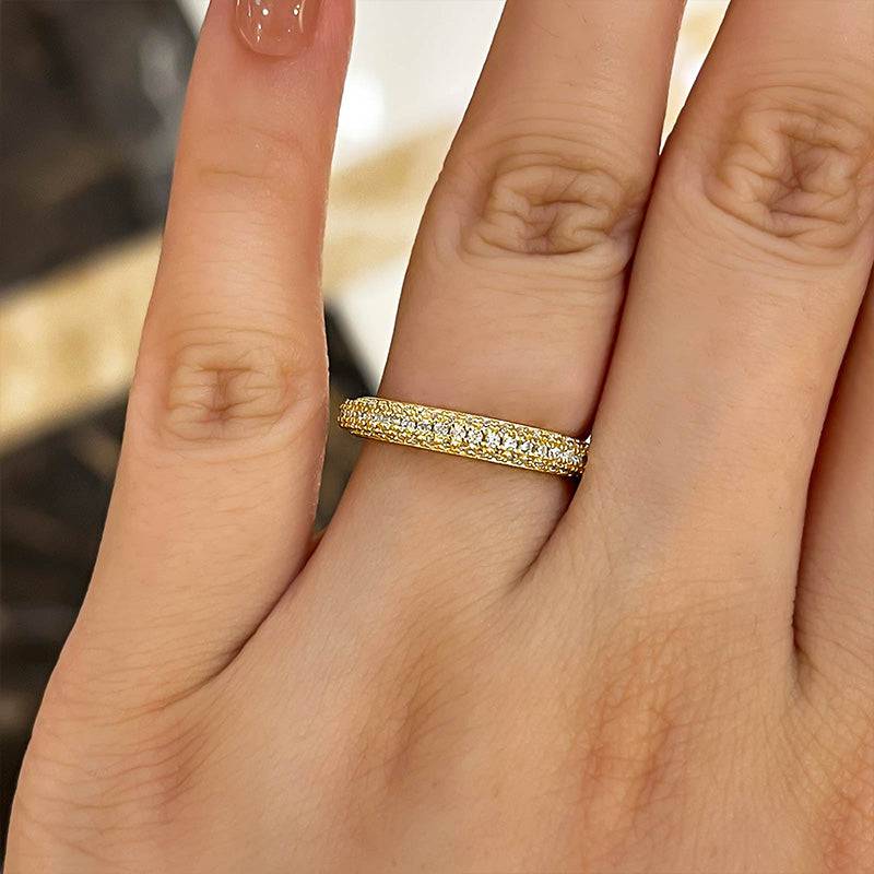 2.0Ct Triple Row Sona Diamond Band, White or Gold Plated Sterling Silver