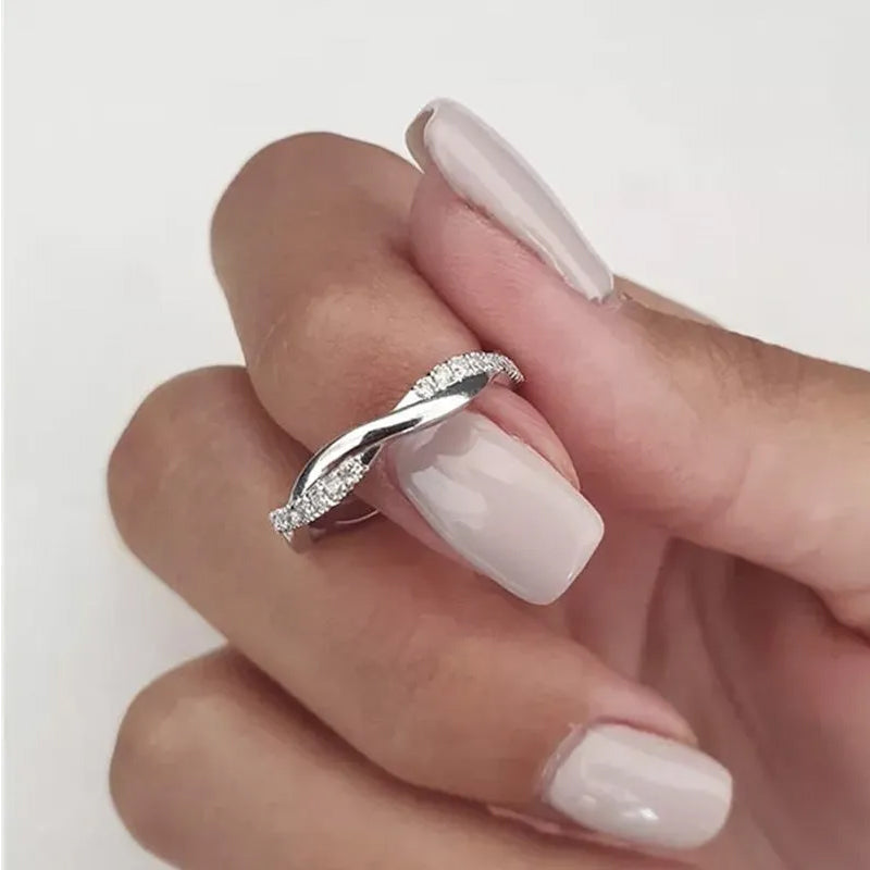 0.8 Carat Simulated Diamond Wedding Band - Sterling Silver