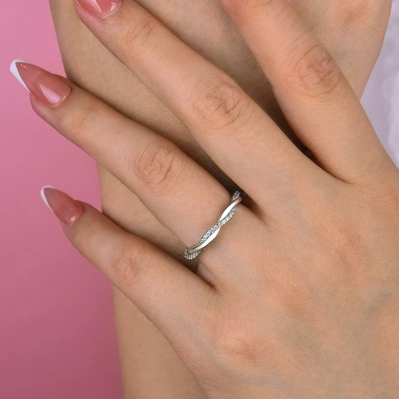 0.8 Carat Simulated Diamond Wedding Band - Sterling Silver