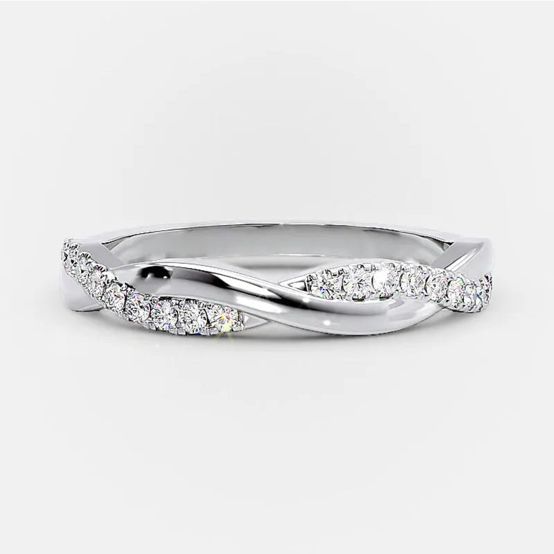 0.8 Carat Simulated Diamond Wedding Band - Sterling Silver