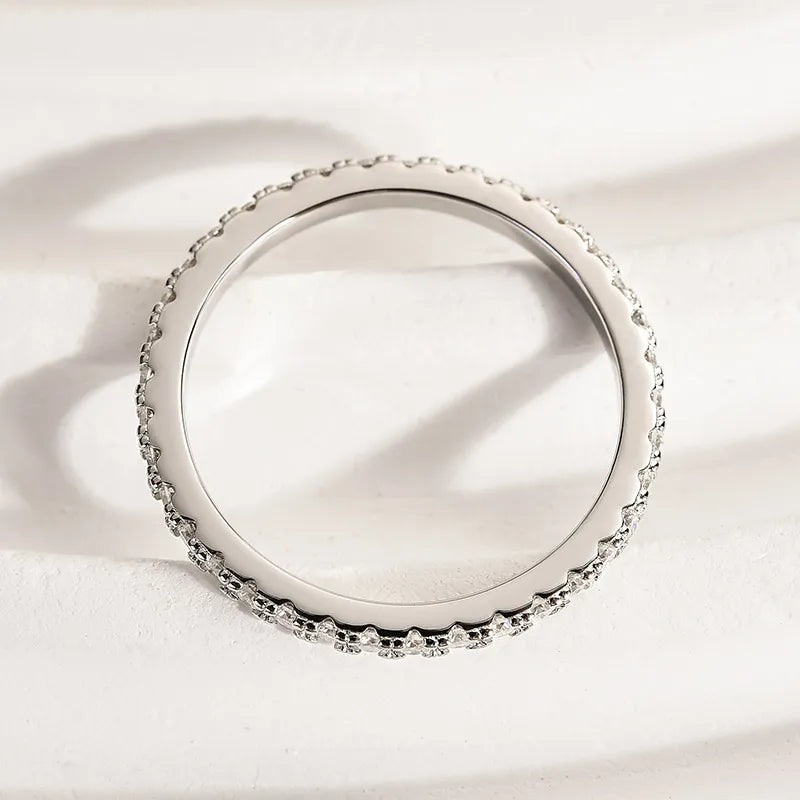 0.5Ct Full Eternity Sona Diamond Band, White or Gold Plated Sterling Silver