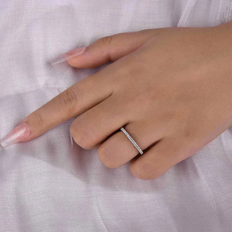 0.5Ct Full Eternity Sona Diamond Band, White or Gold Plated Sterling Silver