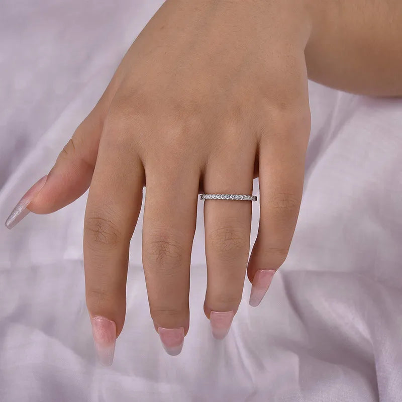 0.5Ct Full Eternity Sona Diamond Band, White or Gold Plated Sterling Silver