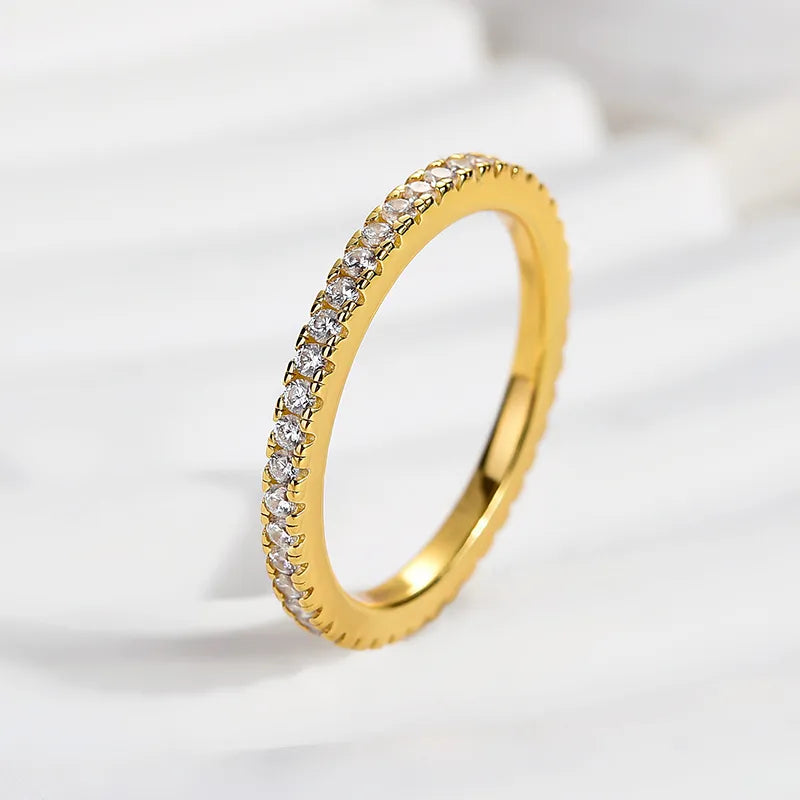 0.5Ct Full Eternity Sona Diamond Band, White or Gold Plated Sterling Silver