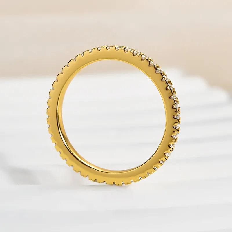 0.5Ct Full Eternity Sona Diamond Band, White or Gold Plated Sterling Silver
