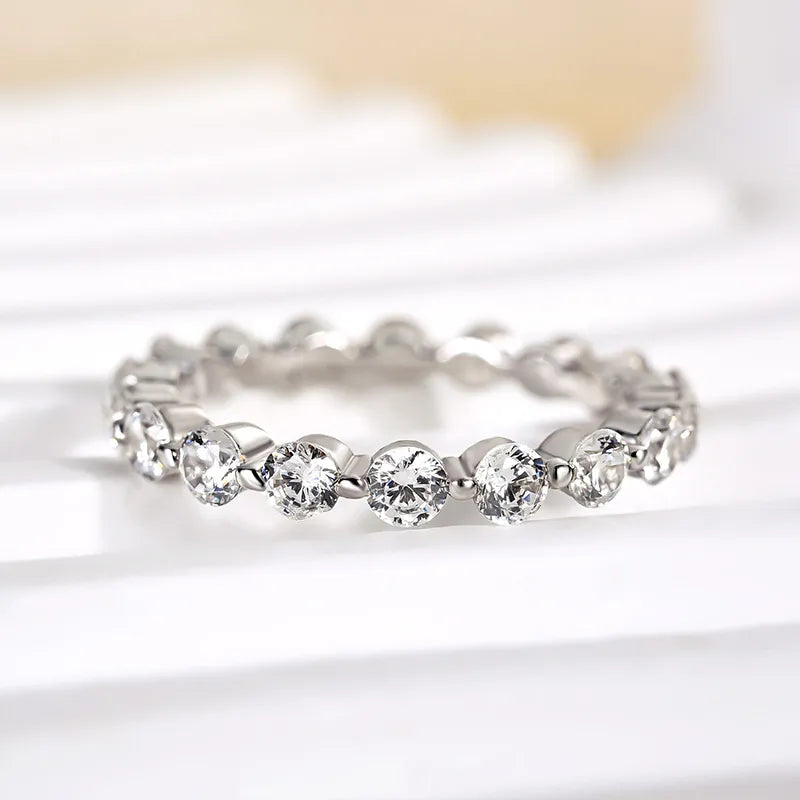 1.5Ct Sona Diamond Eternity Band, White Gold Plated Sterling Silver