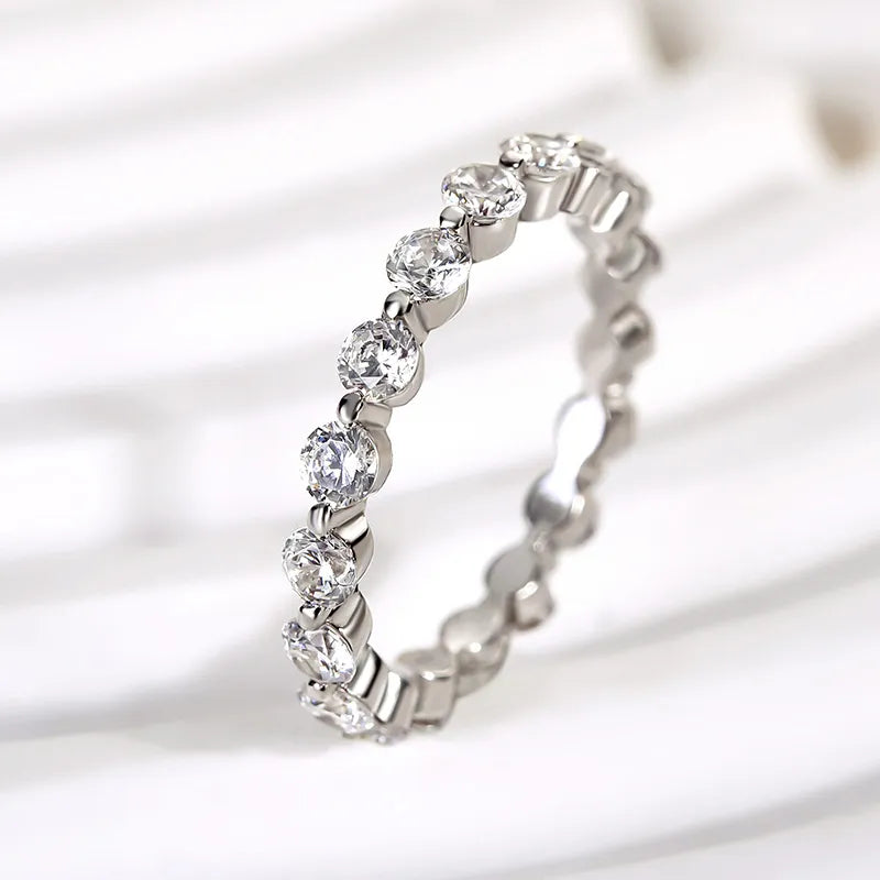 1.5Ct Sona Diamond Eternity Band, White Gold Plated Sterling Silver