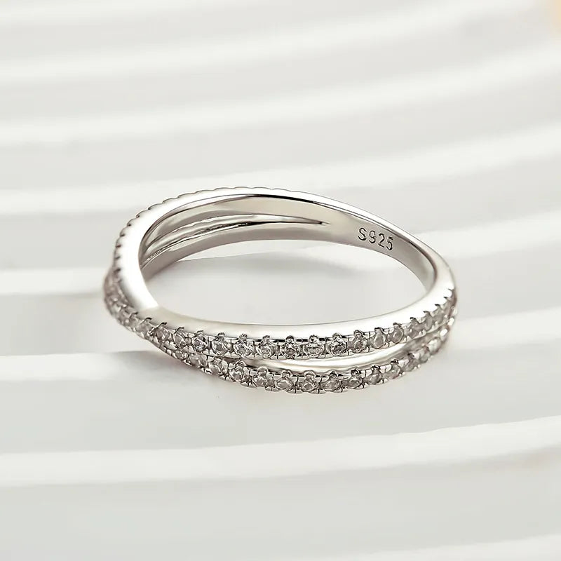 0.5Ct X Cross Sona Diamond Wedding Band, White or Gold Plated Sterling Silver