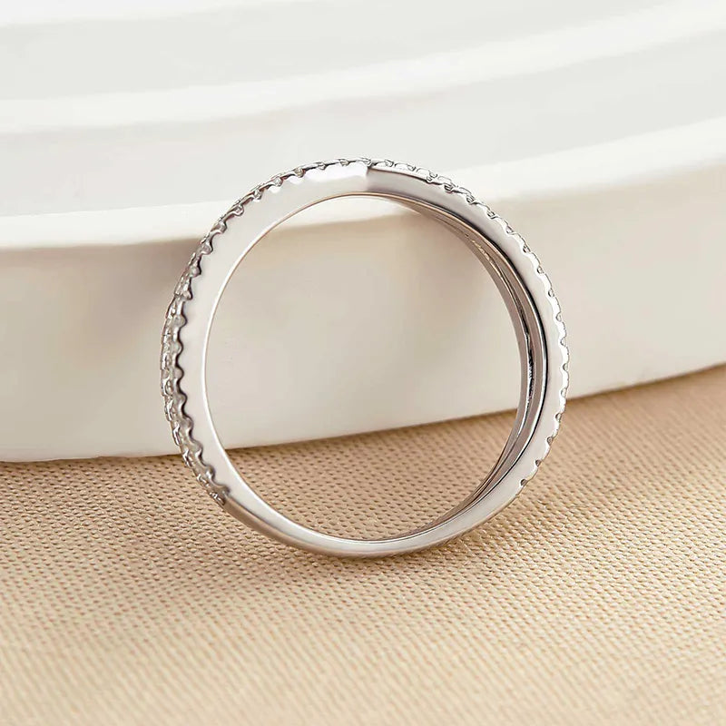 0.5Ct X Cross Sona Diamond Wedding Band, White or Gold Plated Sterling Silver