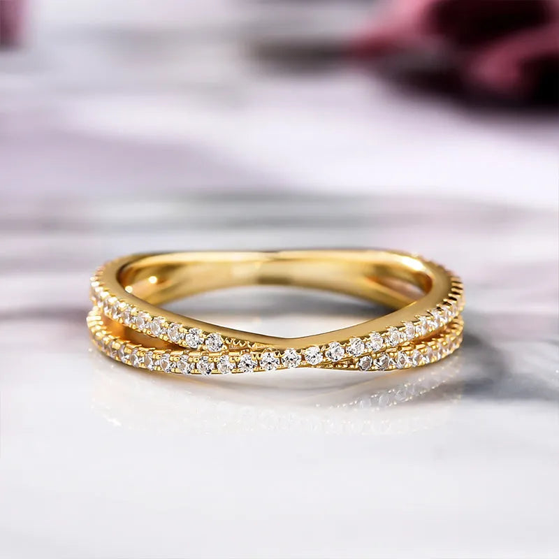 0.5Ct X Cross Sona Diamond Wedding Band, White or Gold Plated Sterling Silver