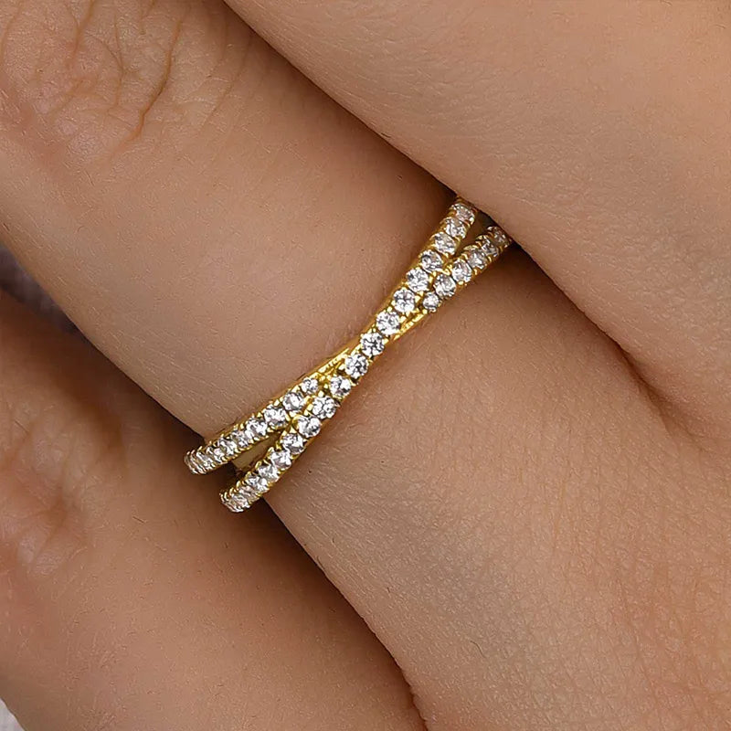 0.5Ct X Cross Sona Diamond Wedding Band, White or Gold Plated Sterling Silver