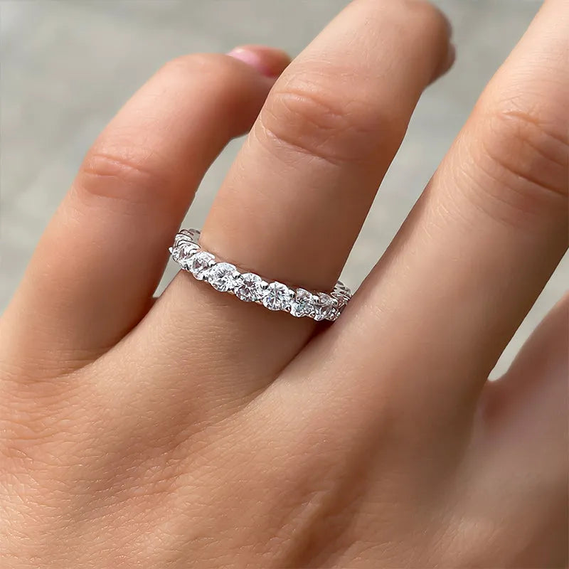 1.8Ct Sona Diamond Eternity Band, White Gold or Gold Plated