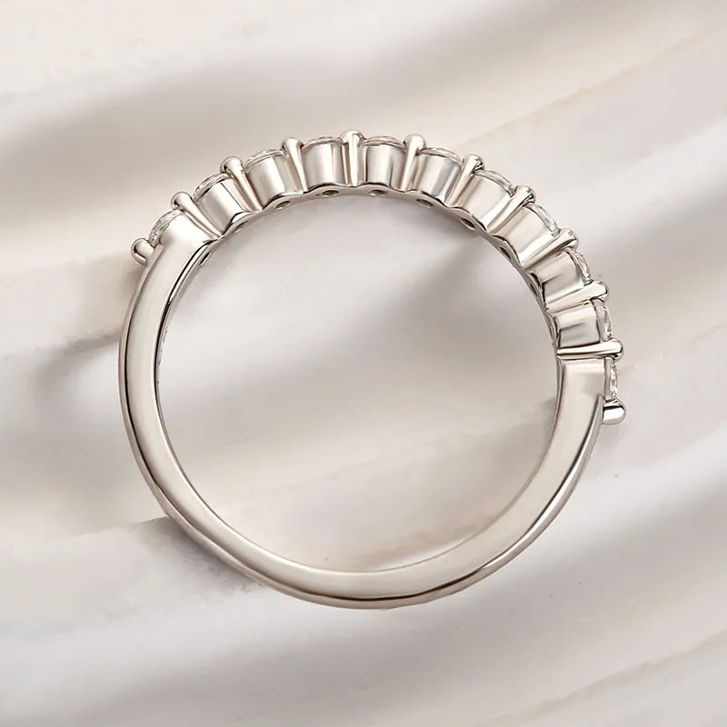 0.4Ct Half Eternity Sona Diamond Band, White or Gold Plated Sterling Silver