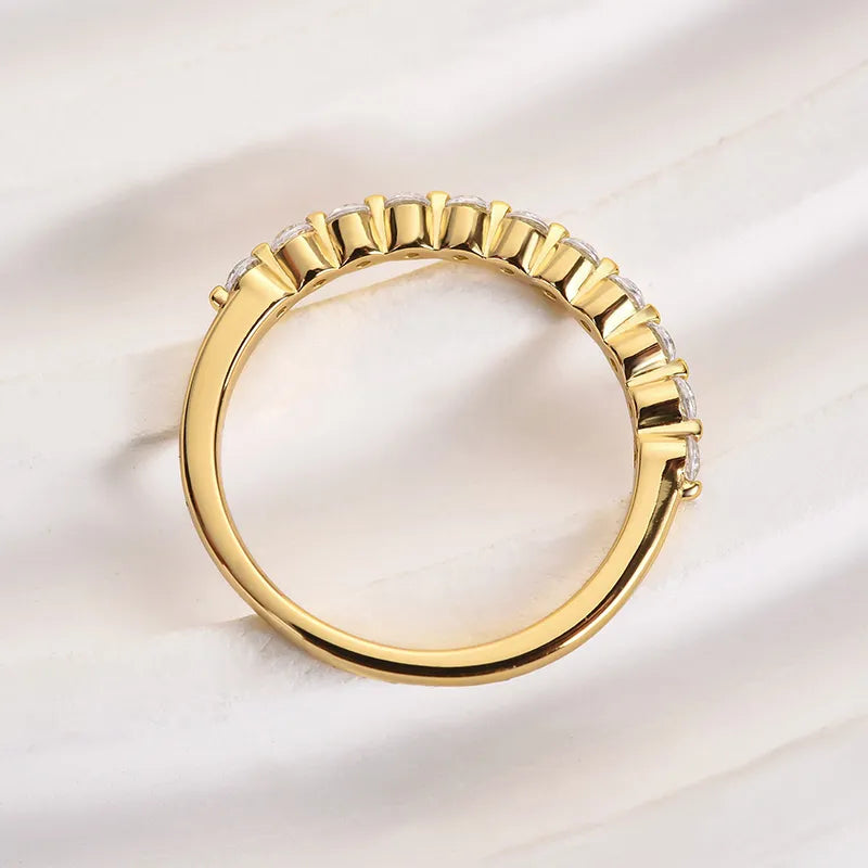 0.4Ct Half Eternity Sona Diamond Band, White or Gold Plated Sterling Silver