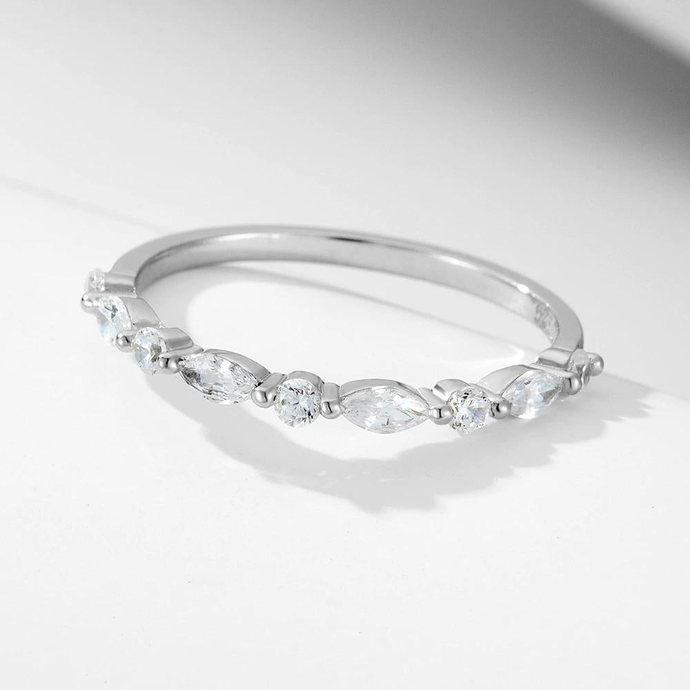 1.0 Carat Simulated Diamond Wedding Band - Marquise & Round Cut