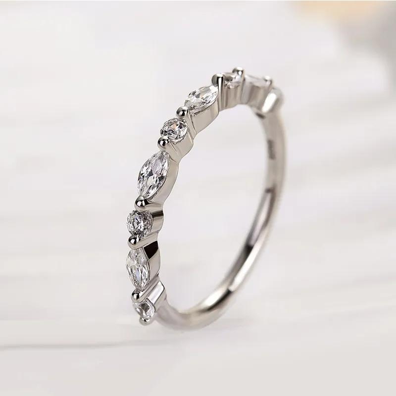 1.0 Carat Simulated Diamond Wedding Band - Marquise & Round Cut