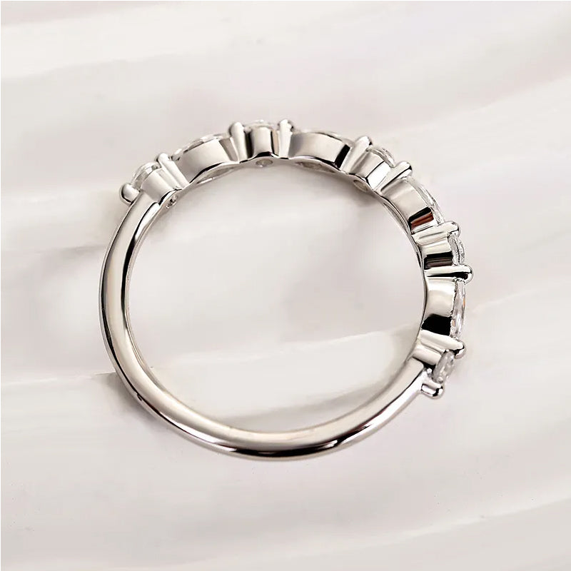 1.0 Carat Simulated Diamond Wedding Band - Marquise & Round Cut