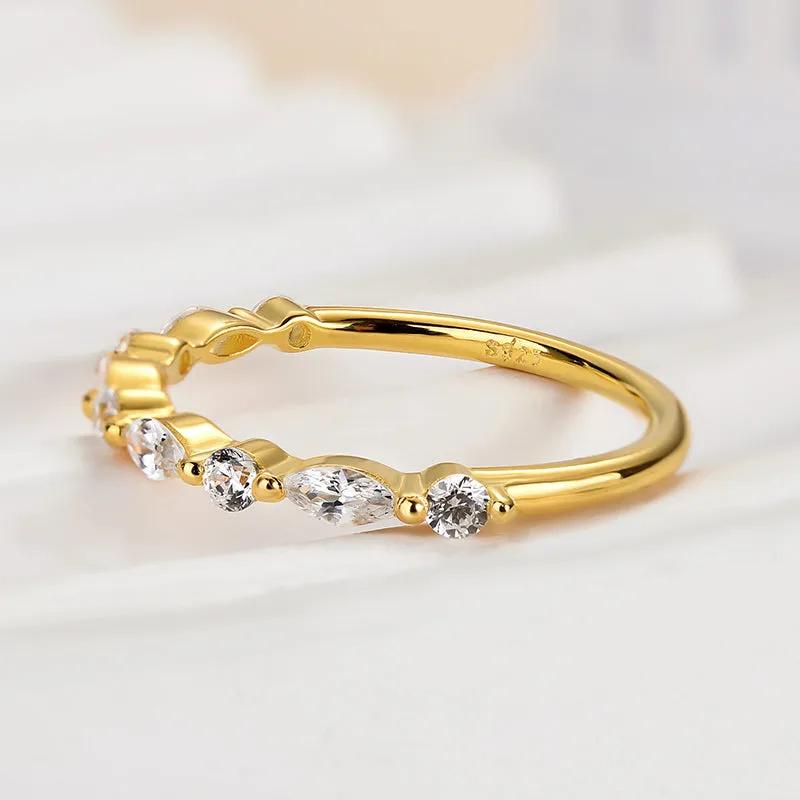 1.0 Carat Simulated Diamond Wedding Band - Marquise & Round Cut