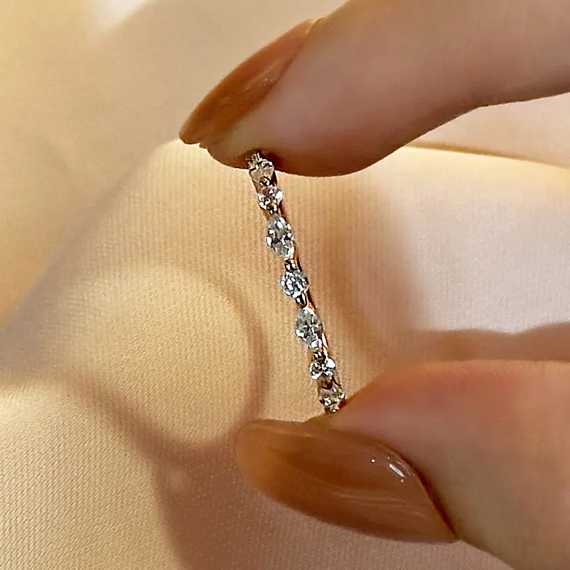 1.0 Carat Simulated Diamond Wedding Band - Marquise & Round Cut