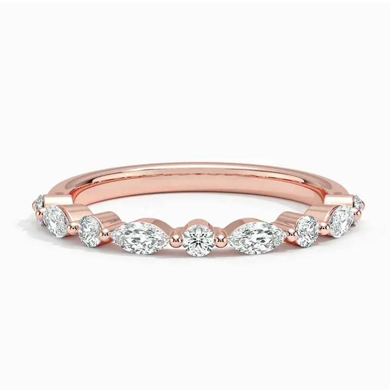 1.0 Carat Simulated Diamond Wedding Band - Marquise & Round Cut