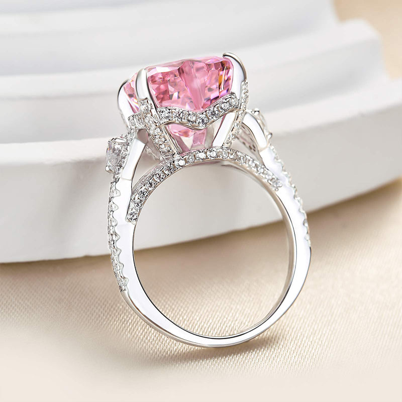 5 Carat Pink Heart-Cut Simulated Diamond Ring in Sterling Silver