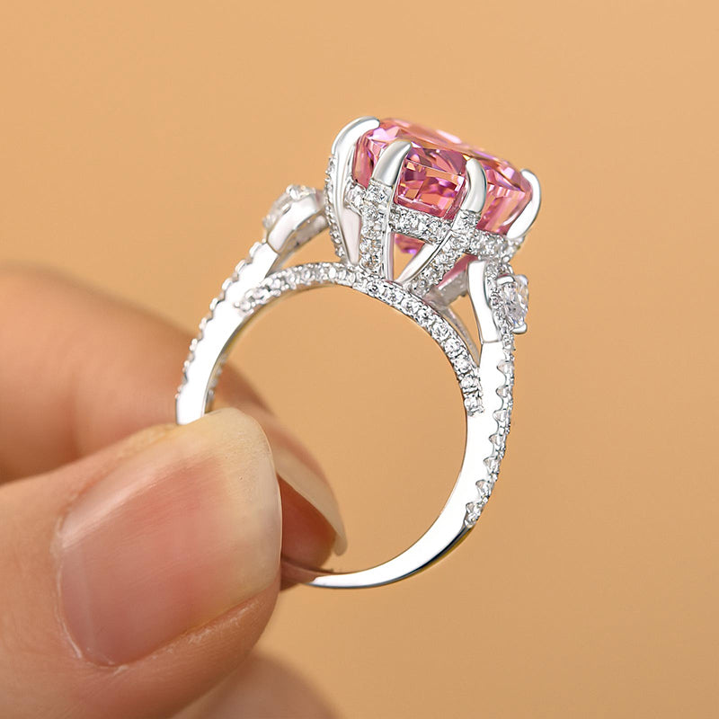 5 Carat Pink Heart-Cut Simulated Diamond Ring in Sterling Silver