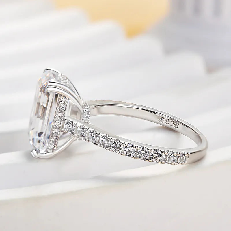 4.5 Carat Emerald-Cut Simulated Diamond Ring in Sterling Silver
