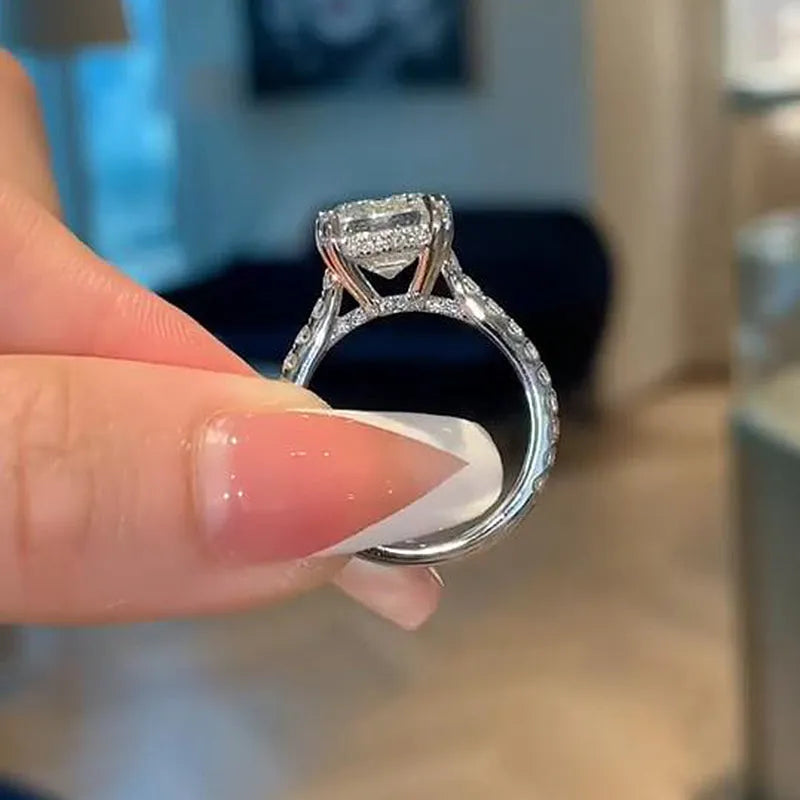 4.5 Carat Emerald-Cut Simulated Diamond Ring in Sterling Silver