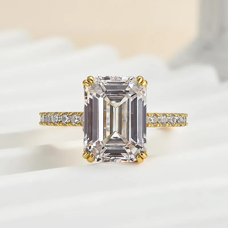 4.5 Carat Emerald-Cut Simulated Diamond Ring in Sterling Silver