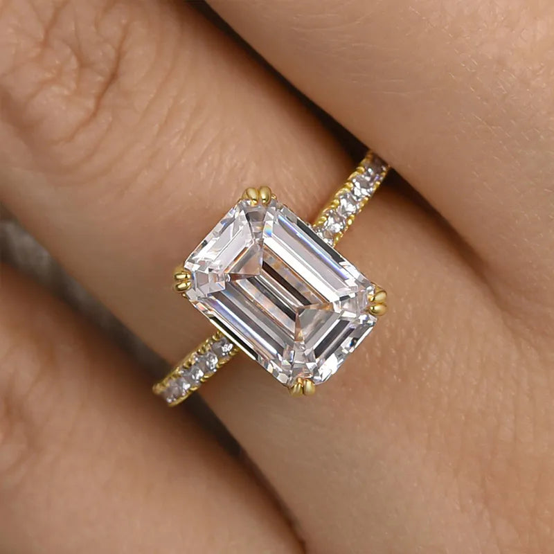 4.5 Carat Emerald-Cut Simulated Diamond Ring in Sterling Silver