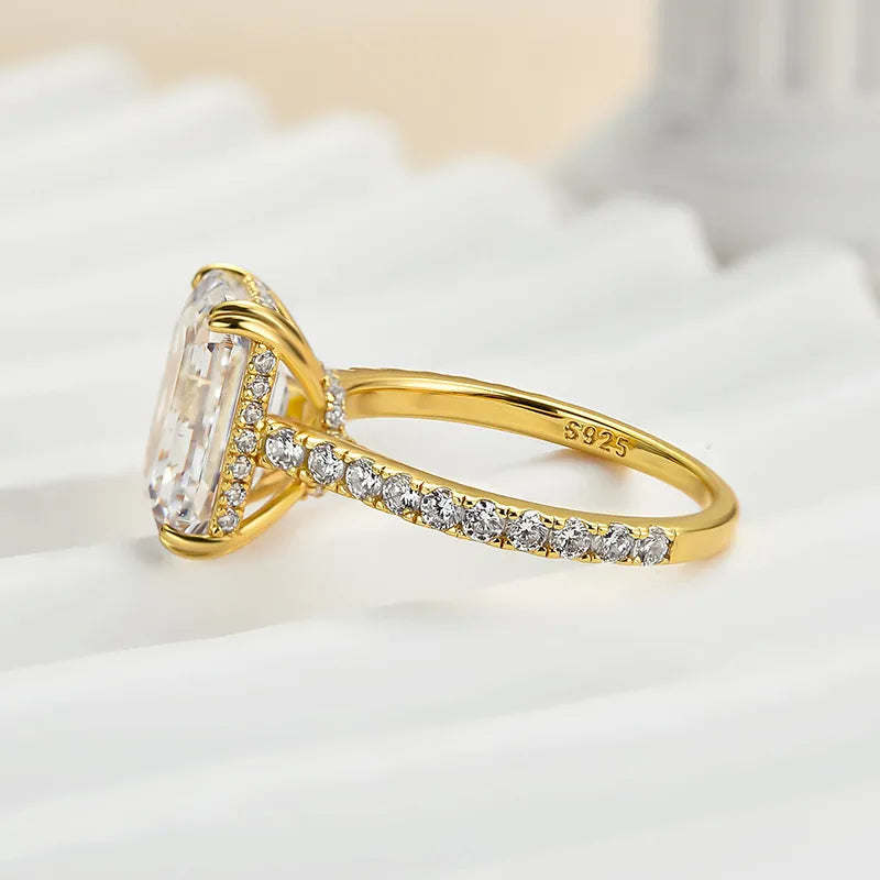 4.5 Carat Emerald-Cut Simulated Diamond Ring in Sterling Silver