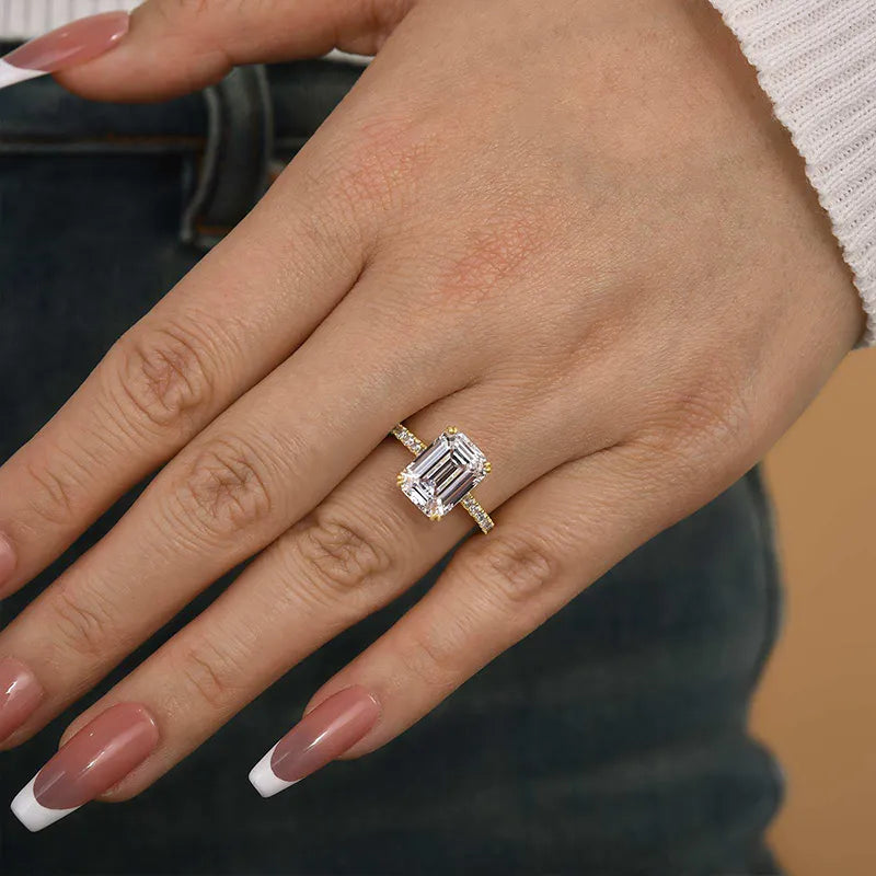 4.5 Carat Emerald-Cut Simulated Diamond Ring in Sterling Silver