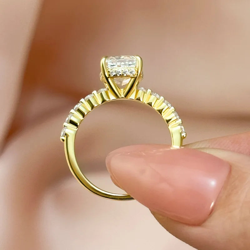 2.0Ct Cushion Sona Diamond White Gold or Gold Engagement Ring