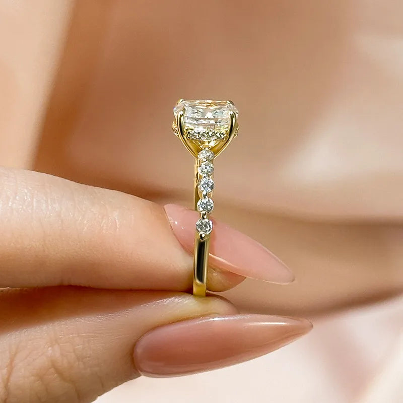 2.0Ct Cushion Sona Diamond White Gold or Gold Engagement Ring