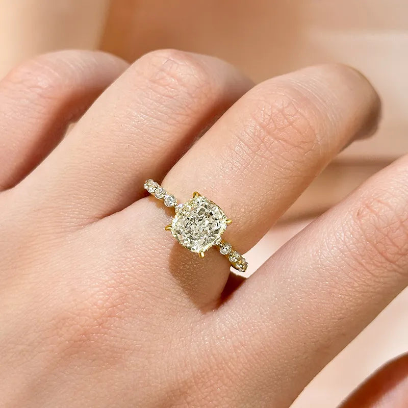 2.0Ct Cushion Sona Diamond White Gold or Gold Engagement Ring