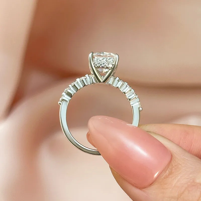 2.0Ct Cushion Sona Diamond White Gold or Gold Engagement Ring