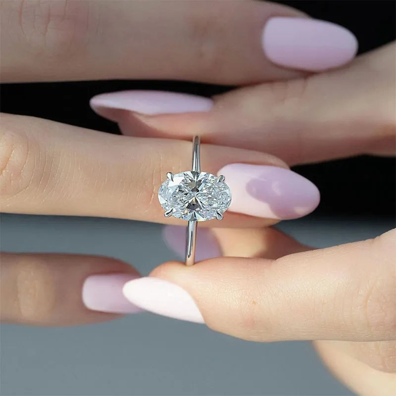 3.5 Carat White Oval-Cut Simulated Diamond Ring in Sterling Silver