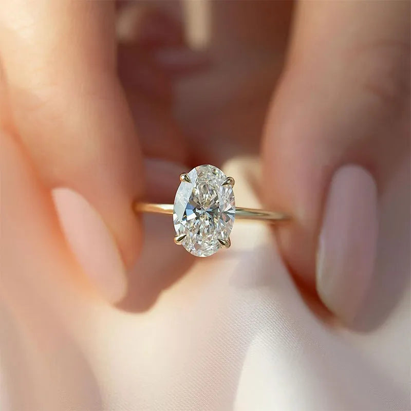 3.5 Carat White Oval-Cut Simulated Diamond Ring in Sterling Silver