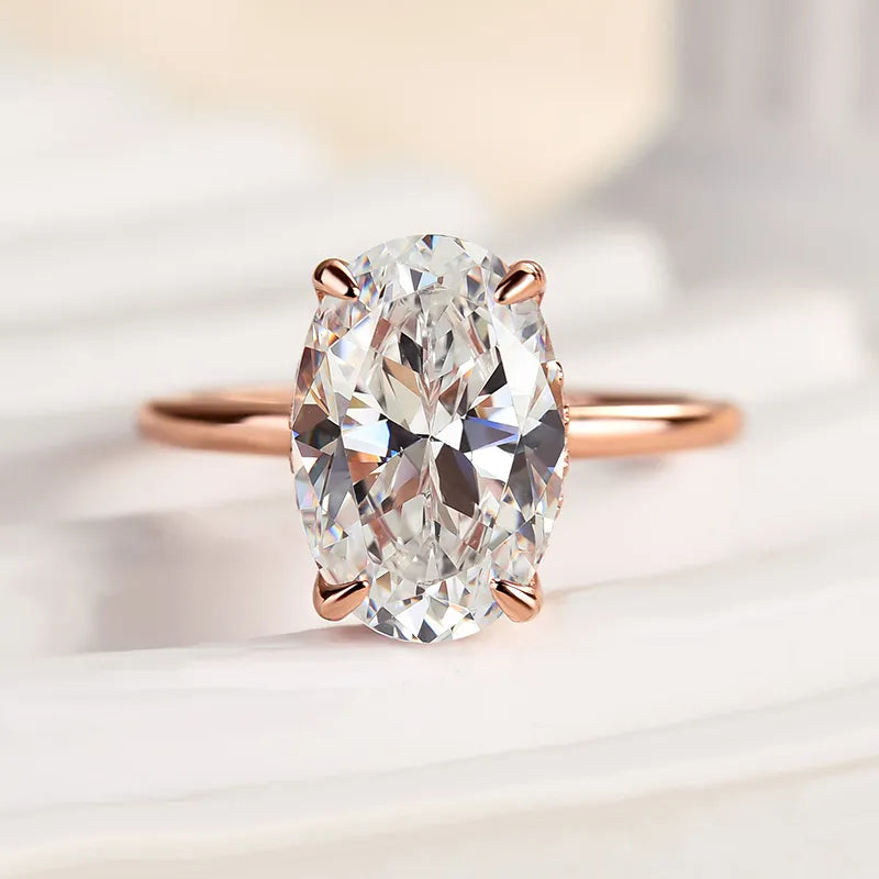 3.5 Carat White Oval-Cut Simulated Diamond Ring in Sterling Silver