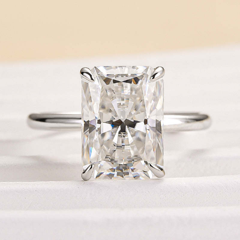 5.0ct White Gold & Gold Radiant Cut Simulated Diamond Solitaire Ring