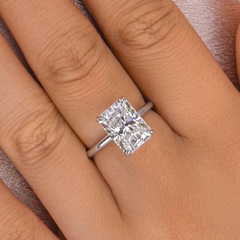 5.0ct White Gold & Gold Radiant Cut Simulated Diamond Solitaire Ring