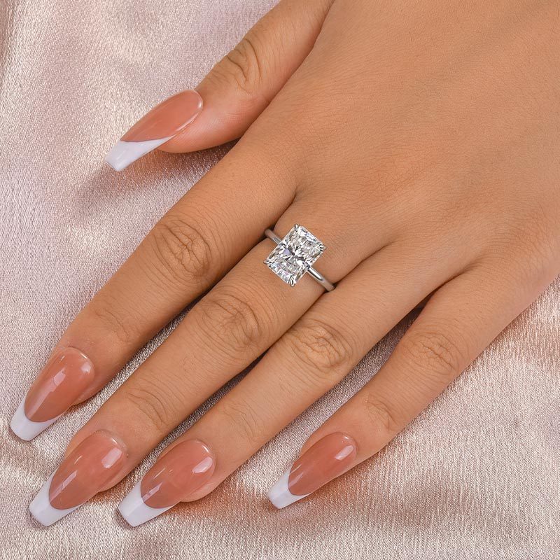 5.0ct White Gold & Gold Radiant Cut Simulated Diamond Solitaire Ring